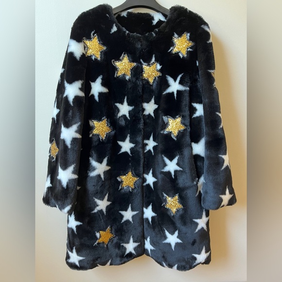 Star Beaded Faux Fur Coat by 5149 - Picture 3 of 9